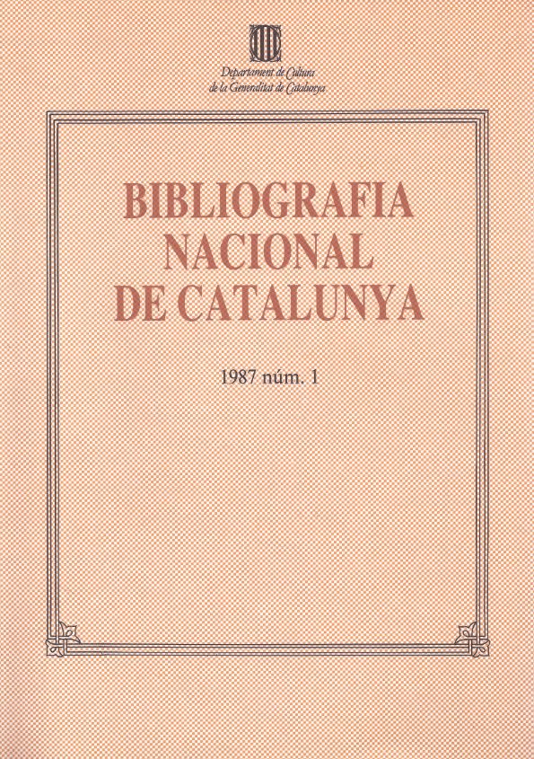 Bibliografia Nacional de Catalunya 1987, núm. 1