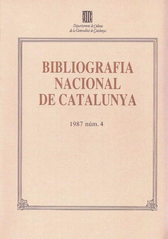 Bibliografia Nacional de Catalunya 1987, núm. 4