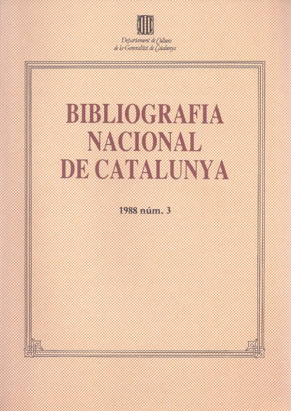 Bibliografia Nacional de Catalunya 1988, núm. 3