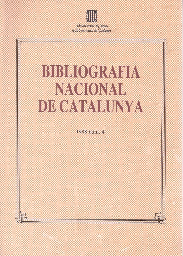 Bibliografia Nacional de Catalunya 1988, núm. 4
