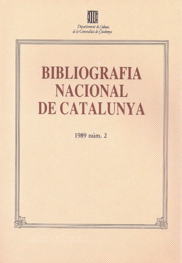 Bibliografia Nacional de Catalunya 1989, núm. 2