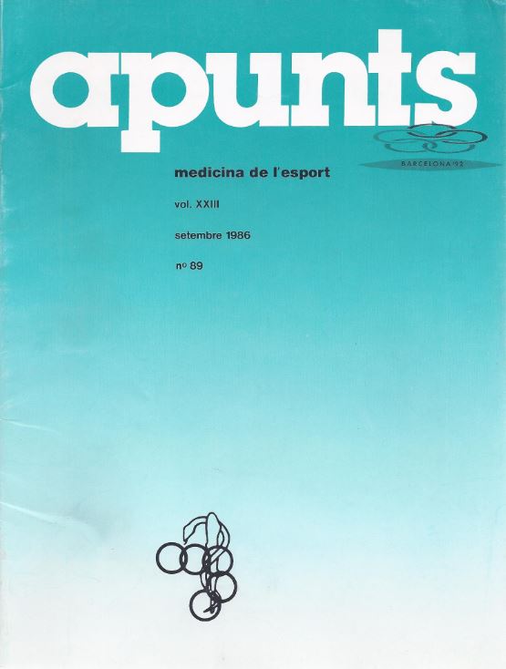 Apunts. Medicina de l'Esport, núm. 089, vol. XXIII, setembre 1986