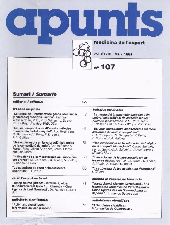 Apunts. Medicina de l'Esport, núm. 107, vol. XXVII, març 1991