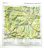 Mapa topogràfic relleu 1:100 000. Val d'Aran. Mides (amplada x alçada) 43cm x 47cm