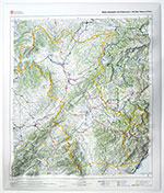 Mapa topogràfic relleu 1:100 000. Ribera d'Ebre. Mides (amplada x alçada) 55,5cm x 62,5cm