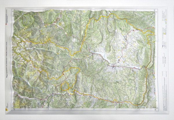 Mapa topogràfic relleu 1:100 000. Pallars Jussà. Mides (amplada x alçada) 55,5cm x 77,5cm