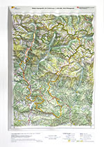 Mapa topogràfic relleu 1:100 000. Alta Ribagorça. Mides (amplada x alçada) 42cm x 60cm