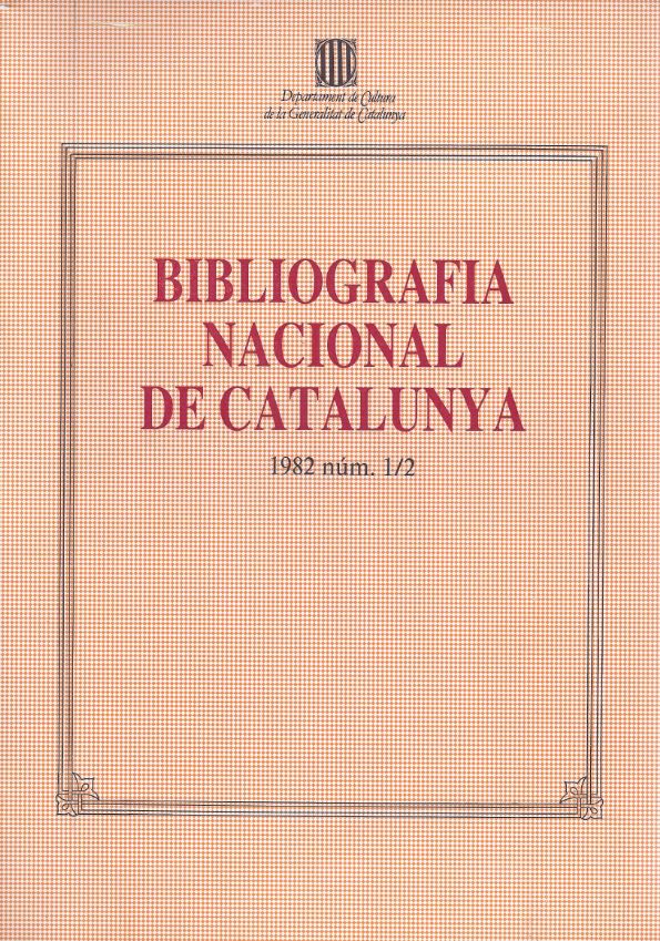 Bibliografia Nacional de Catalunya 1983, núm. 1/2