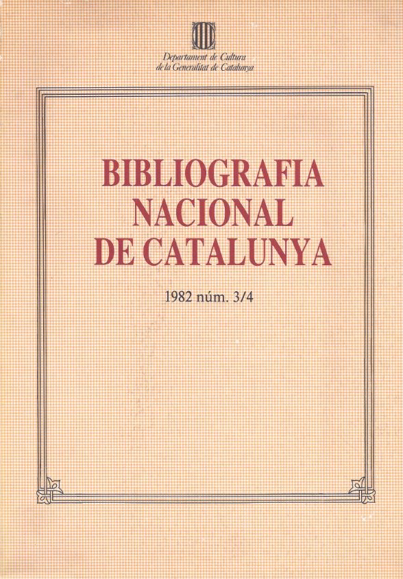 Bibliografia Nacional de Catalunya 1982, núm. 3/4