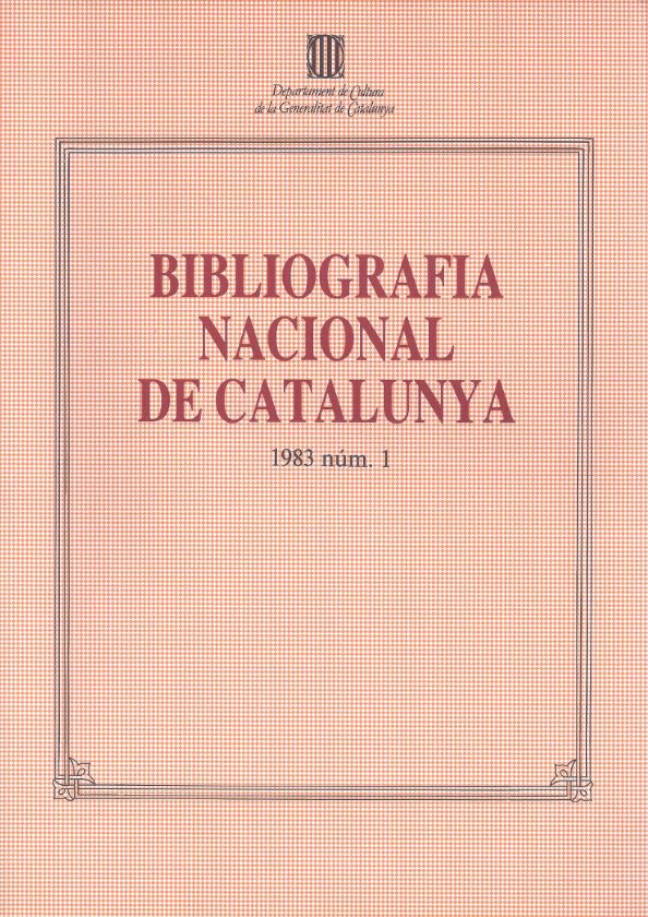 Bibliografia Nacional de Catalunya 1983, núm. 1