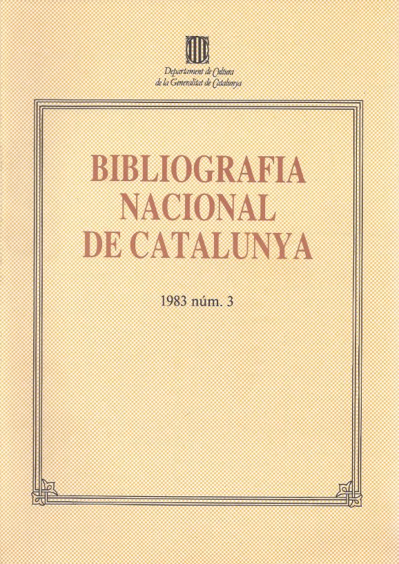 Bibliografia Nacional de Catalunya 1983, núm. 3