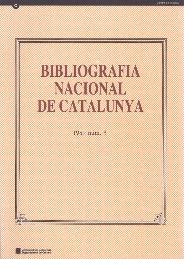Bibliografia Nacional de Catalunya 1989, núm. 3