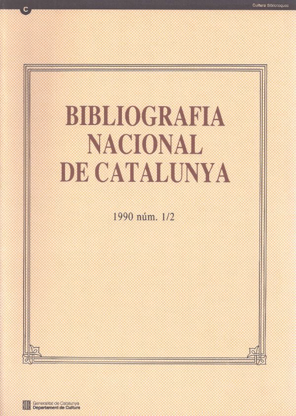 Bibliografia Nacional de Catalunya 1990, núm. 1/2