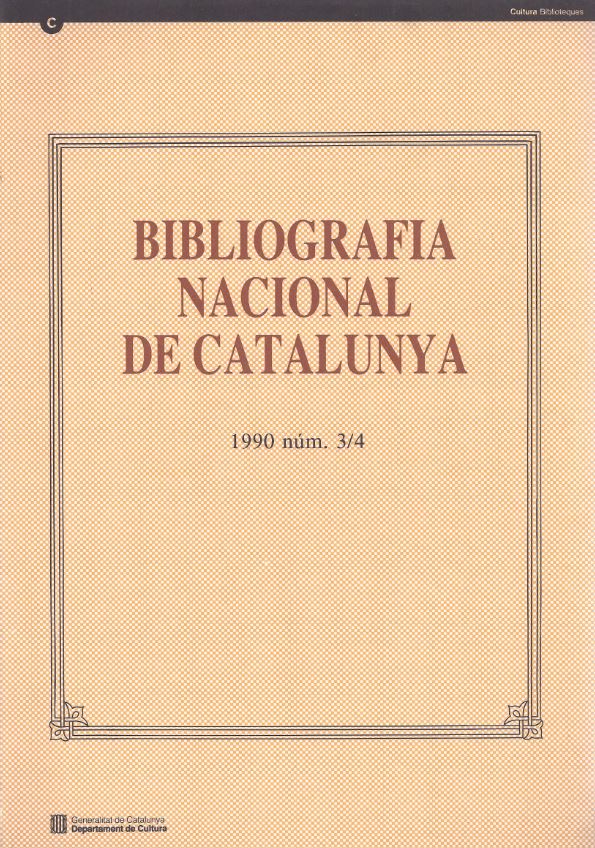 Bibliografia Nacional de Catalunya 1990, núm. 3/4