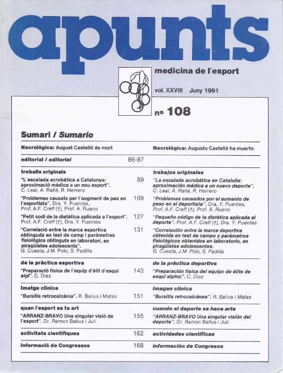 Apunts. Medicina de l'Esport, núm. 108, vol. XXVIII, juny 1991
