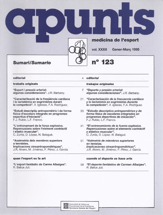 Apunts. Medicina de l'Esport, núm. 123, vol. XXXII, gener-març 1995