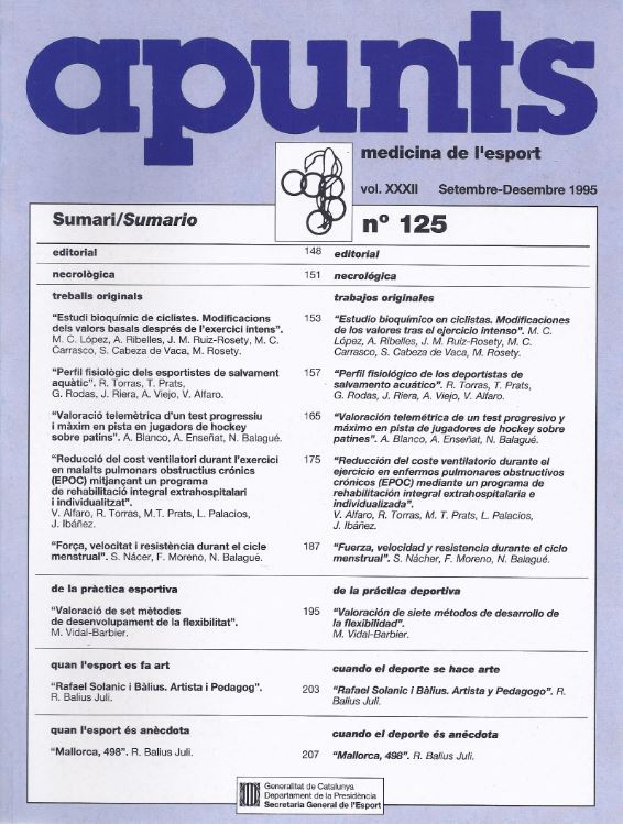 Apunts. Medicina de l'Esport, núm. 125, vol. XXXII, setembre-desembre 1995