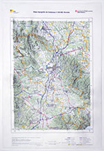 Mapa topogràfic relleu 1:100 000. Gironès. Mides (amplada x alçada) 43cm x 60,5cm