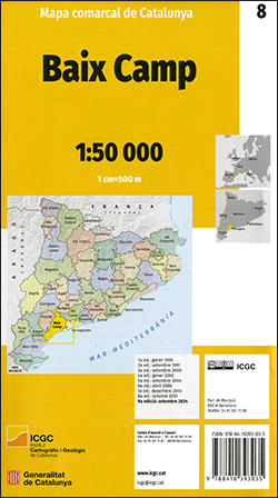 Mapa comarcal de Catalunya 1:50 000 - 08 - Baix Camp (9a edició)