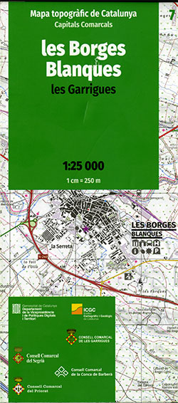 Mapa topogràfic de Catalunya 1:25 000. Capitals Comarcals. 7- Les Borges Blanques