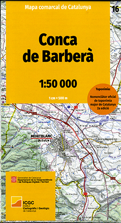 Mapa comarcal de Catalunya 1:50 000. Conca de Barberà, núm. 16 (7a ed.)