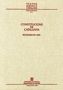 Constitucions de Catalunya. Incunable de 1495